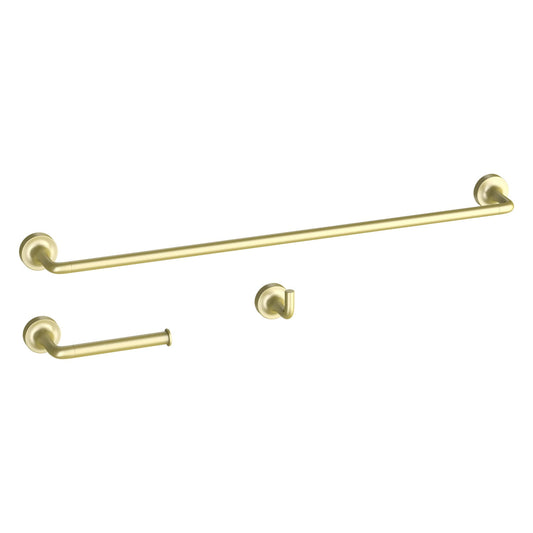 Better Homes & Gardens Bath Hardware Set with Towel Bar, Toilet Paper Holder, and Robe Hook in Brass