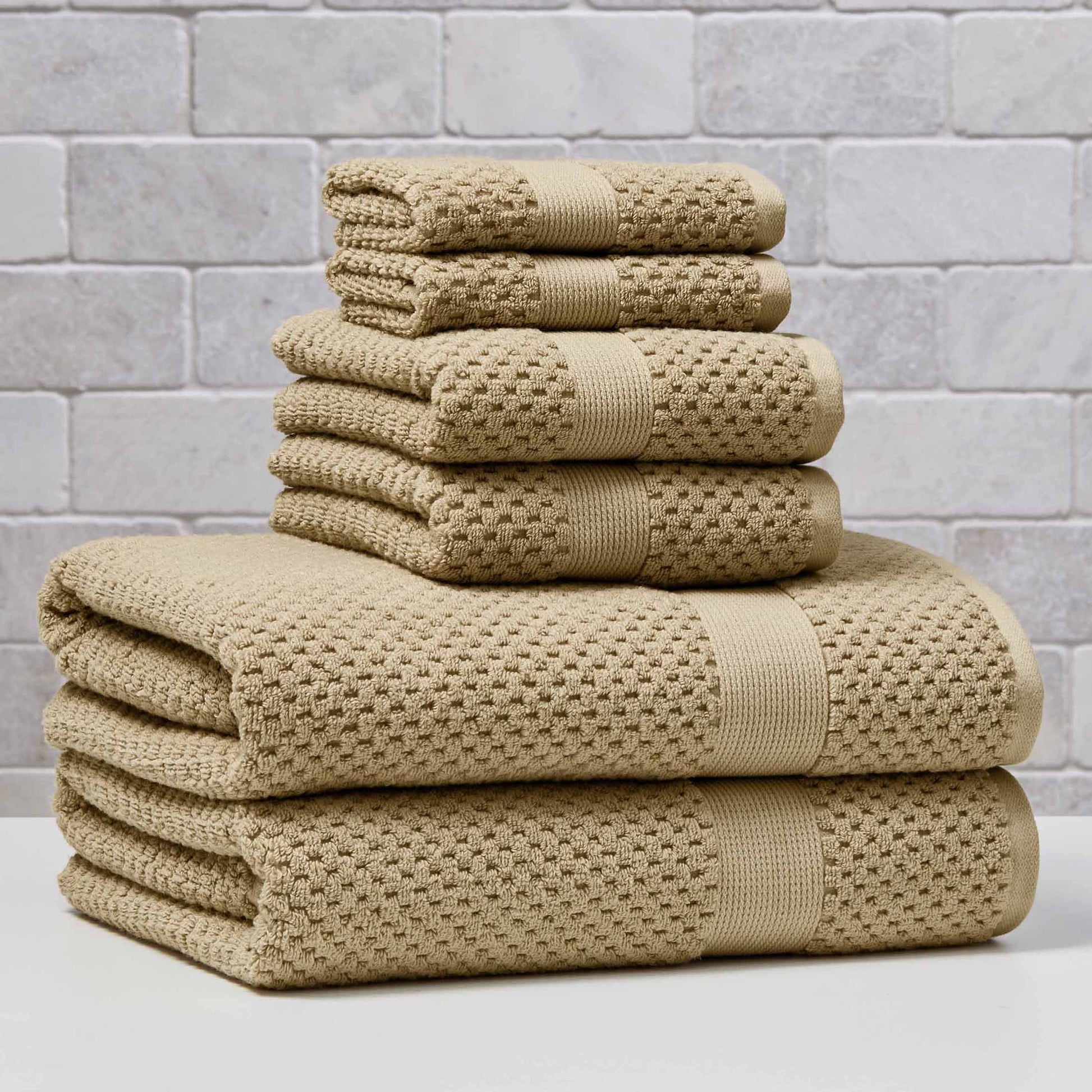 Better Homes & Gardens Signature Soft Cotton Popcorn Textured 6 Piece Bath Towel Set,Almond Biscuit