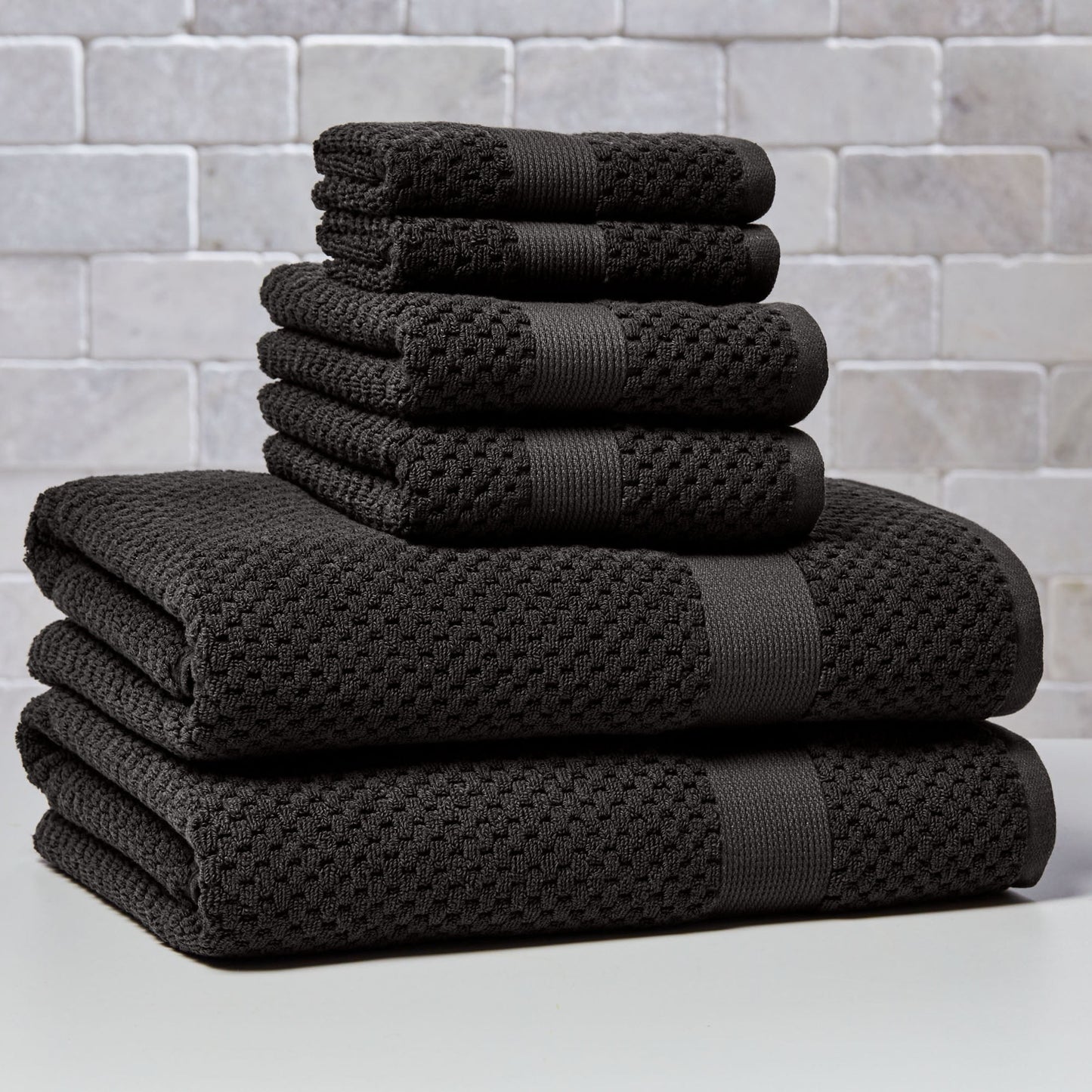 Better Homes & Gardens Signature Soft Cotton Popcorn Textured 6 Piece Bath Towel Set,Grey Shadow
