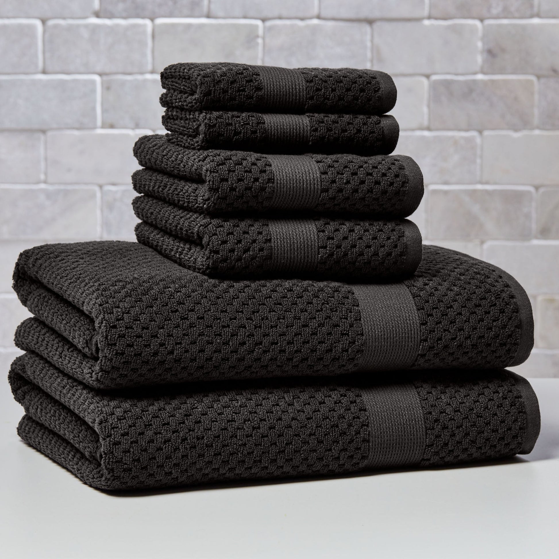 Better Homes & Gardens Signature Soft Cotton Popcorn Textured 6 Piece Bath Towel Set,Grey Shadow
