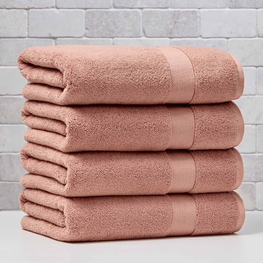 Better Homes & Gardens Signature Soft Solid Cotton 4 Piece Bath Bath Towel Set,Old Rose