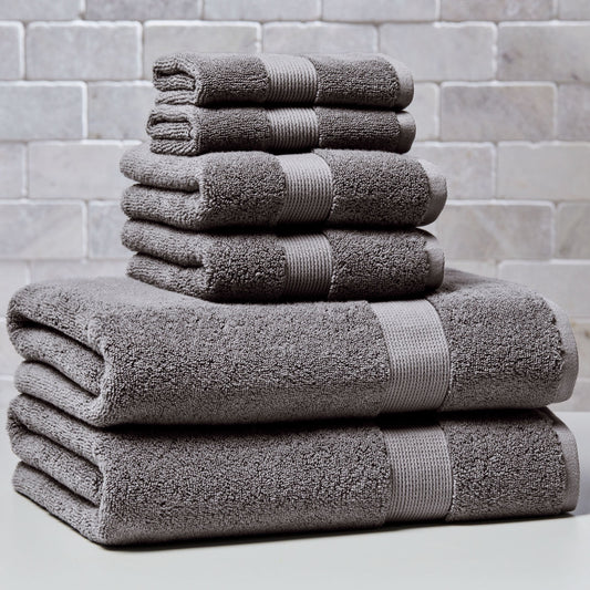 Better Homes & Gardens Signature Soft Solid Cotton 6 Piece Bath Towel Set,Grey Flannel