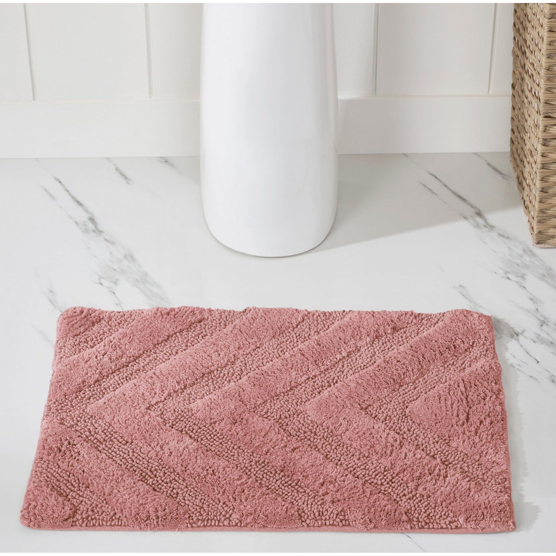 Better Trends Tapetes de BaÃ±o de 17" x 24" 100% AlgodÃ³n Suaves Absorbentes de Agua Antideslizantes Tapete de BaÃ±o Lavable a MÃ¡quina Tapete (Rosa) ColecciÃ³n Hugo