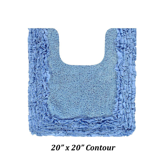 Better Trends Tapete de Inodoro en Forma de U de 20" x 20", Tapete de BaÃ±o 100% AlgodÃ³n, Tapete Contorneado, Absorbente de Agua, Tapete de BaÃ±o Antideslizante, Lavable a MÃ¡quina, ColecciÃ³n de Borde Peludo Azul
