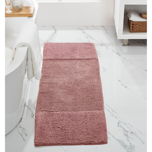 Better Trends 20" x 60" Bathroom Runner Mat 100% Cotton, Extra Soft Tufted Bath Rug, Water Absorbent & Non Slip, Solid Pattern, Pink Granada Collection
