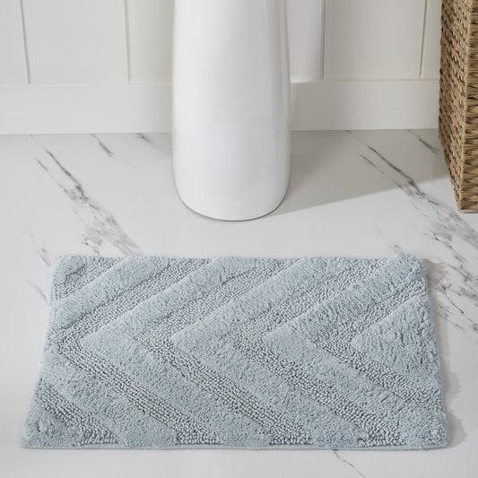 Better Trends 5 Piece Bathroom Rug Set 100% Cotton Extra Soft Tufted Bath Rug Water Absorbent Non-Slip Bath Mat Machine Washable (Blue) Hugo Collection