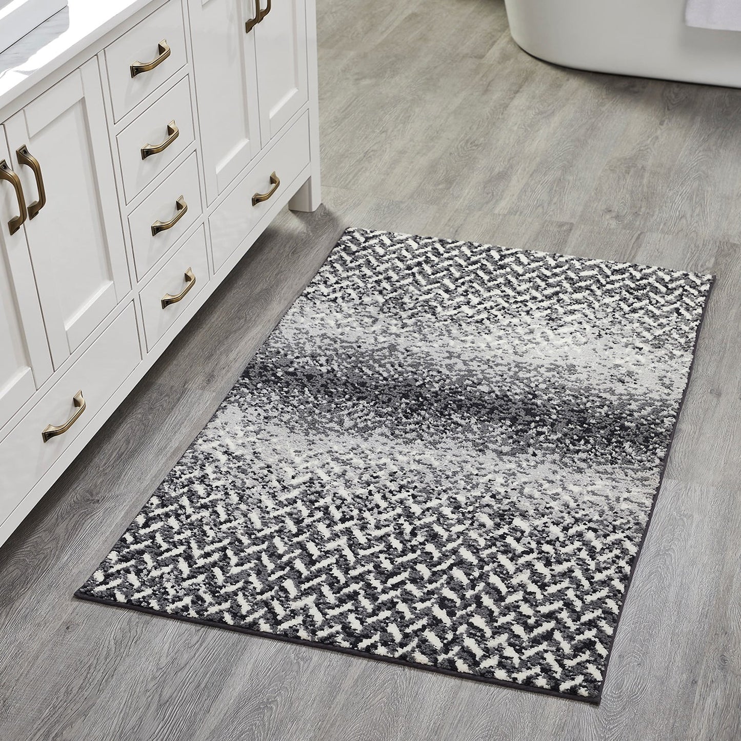 Better Trends Bath Rug 30â€ x 50â€ Bathroom Rug Mat Non-Slip Micro Polyester Bath Rugs for Bathroom Floor, Shower, Tub, Toilet Casablanca Collection - (Gray)