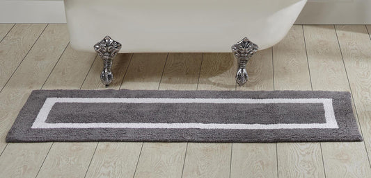 Better Trends 100% Cotton 20" x 60" Bathroom Runner Rug Extra Soft Water Absorbent Reversible Machine Washable Mat for Bathroom Floor, Laundry Room Hotel Multi Collection - Gray/White