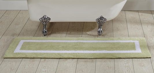 Better Trends 100% Cotton 20" x 60" Bathroom Runner Rug Extra Soft Water Absorbent Reversible Machine Washable Mat for Bathroom Floor, Laundry Room Hotel Multi Collection - Sage/White