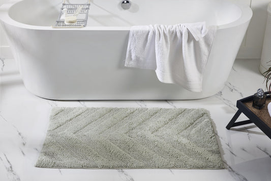 Better Trends 24" x 40" Bathroom Rugs 100% Cotton Soft Water Absorbent Non Slip Bath Mat Machine Washable Rug (Dark Sage) Hugo Collection