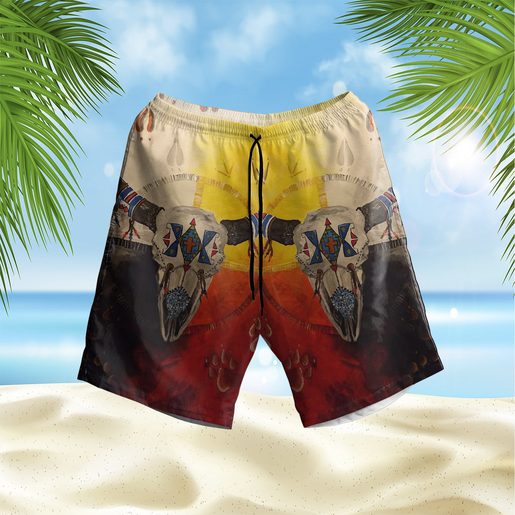 Bison Medicine Wheels Hawaiian Shorts