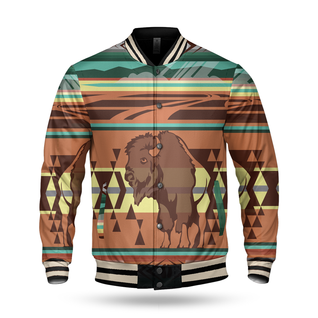 Bison Native American Baseball Jacket