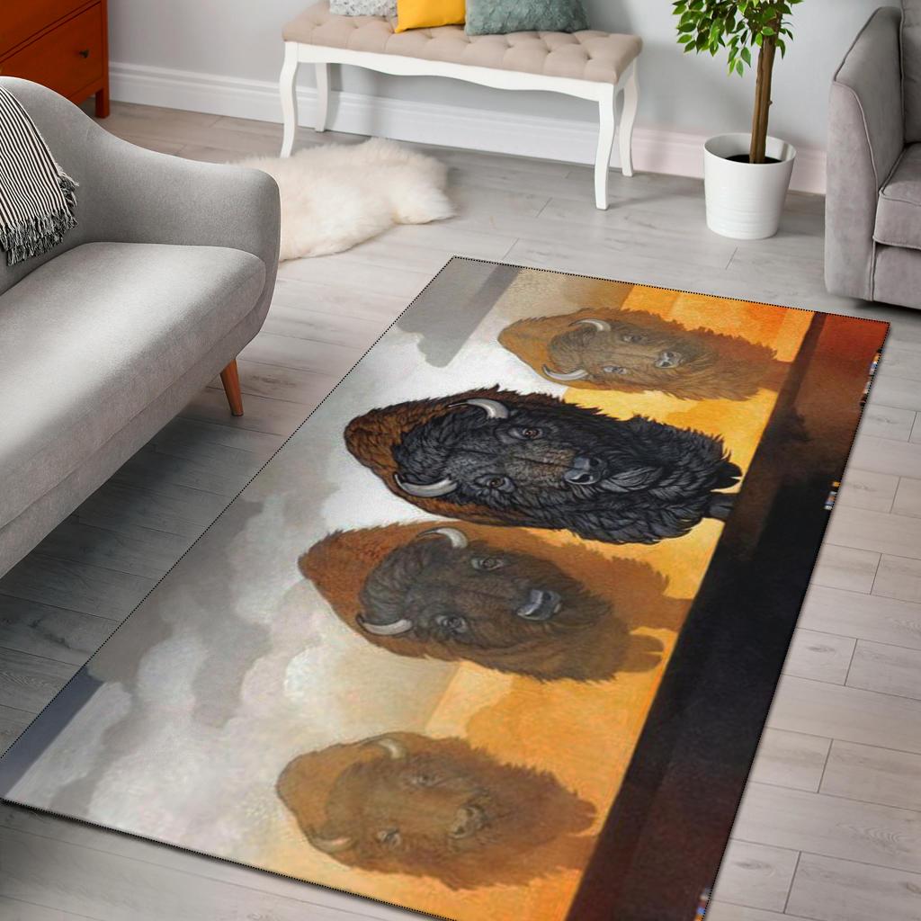 Bison Painting Native American Pride Area Rug