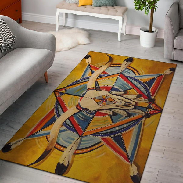 Bison Yellow Native American Pride Area Rug no link NT-Rug-