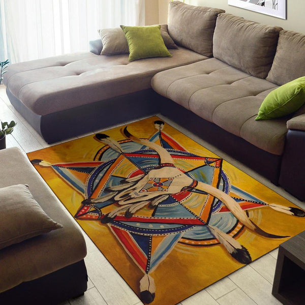 Bison Yellow Native American Pride Area Rug no link NT-Rug-
