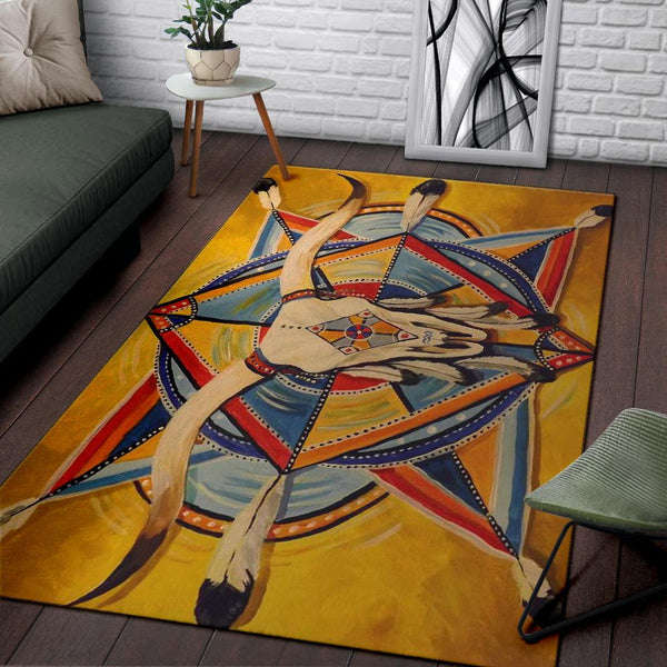 Bison Yellow Native American Pride Area Rug no link NT-Rug-