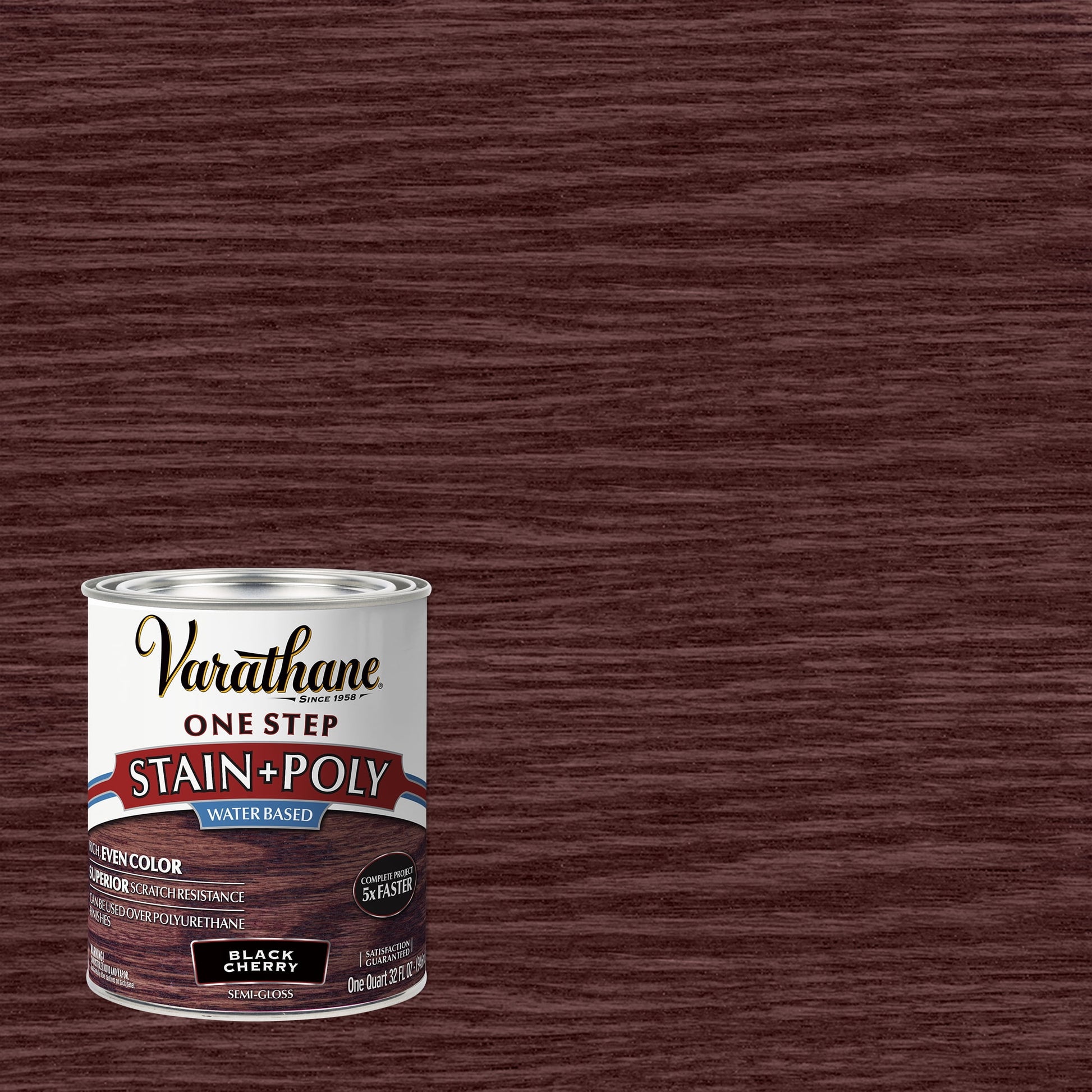 2 Pack, Black Cherry, Varathane Stain + Polyurethane, Semi-Gloss -384367, Quart