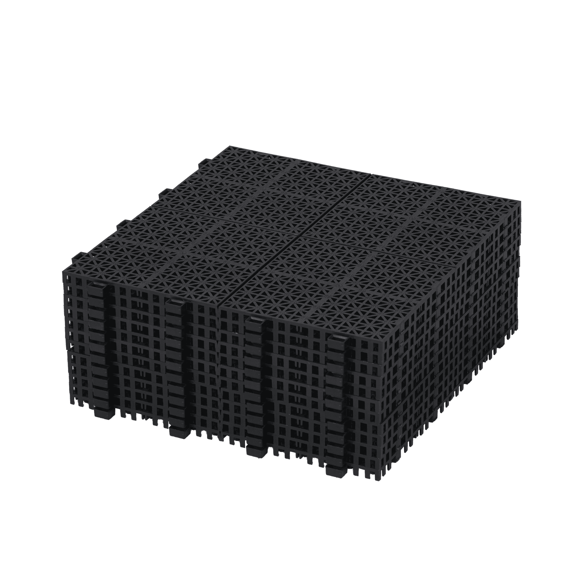 Black Interlocking Deck Tiles Plastic Waterproof Outdoor All Weather Anti-slip Bathroom Shower Pack of 12