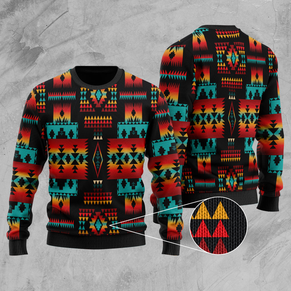 Black Native Tribes Pattern Native American Sweater