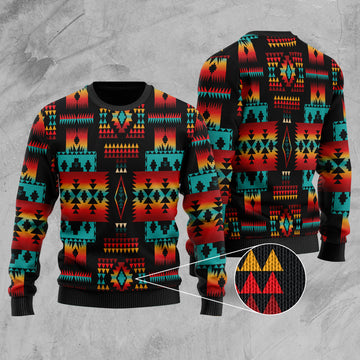 Black Native Tribes Pattern Native American Sweater