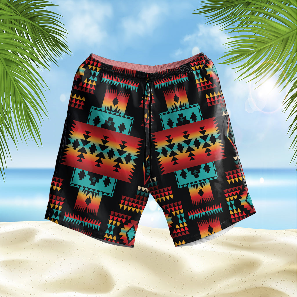 Black Pattern Hawaiian Shorts