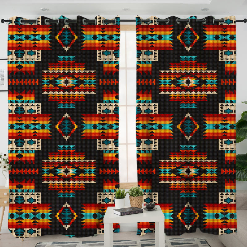 Black Pattern Native Living Room Curtain