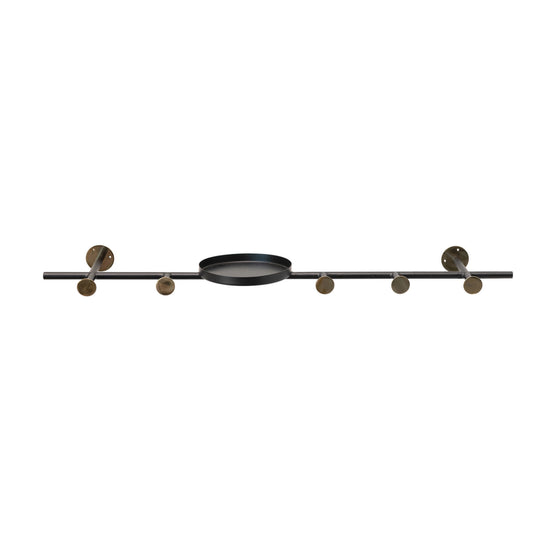 Bloomingville Metal Wall Hook with 1 Shelf & 5 Hooks, Black & Brass Finish