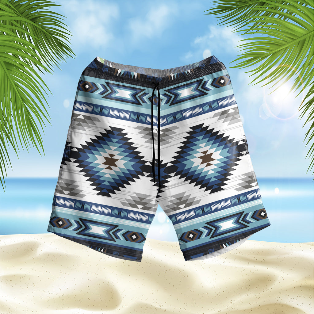 Blue Colors Pattern Hawaiian Shorts
