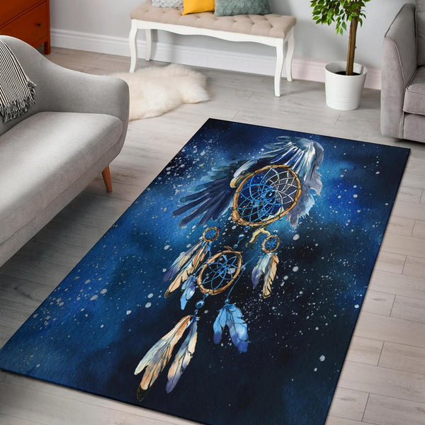 Blue Dreamcatcher Native American Design Area Rug