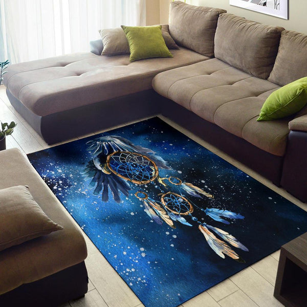 Blue Dreamcatcher Native American Design Area Rug
