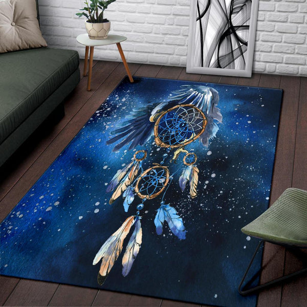 Blue Dreamcatcher Native American Design Area Rug