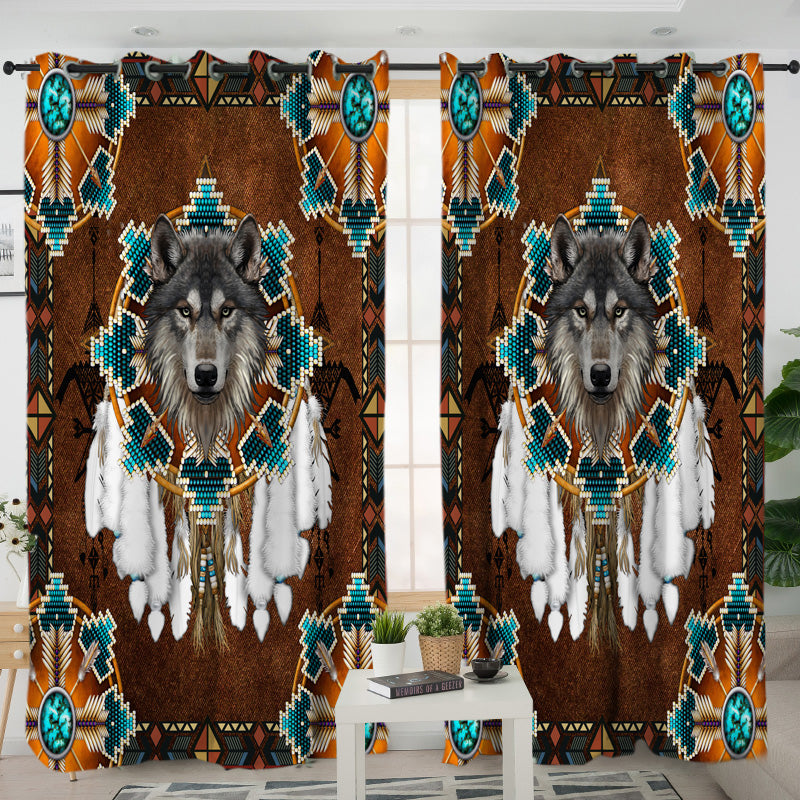 Blue Mandala Feather Living Room Curtain