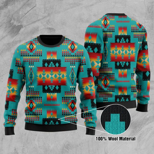 Blue Native Tribes Pattern Native American Design Sweater