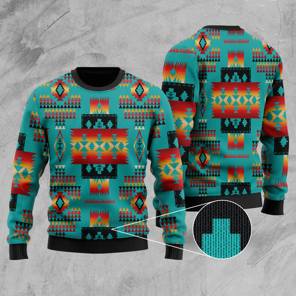 Blue Native Tribes Pattern Native American Design Sweater