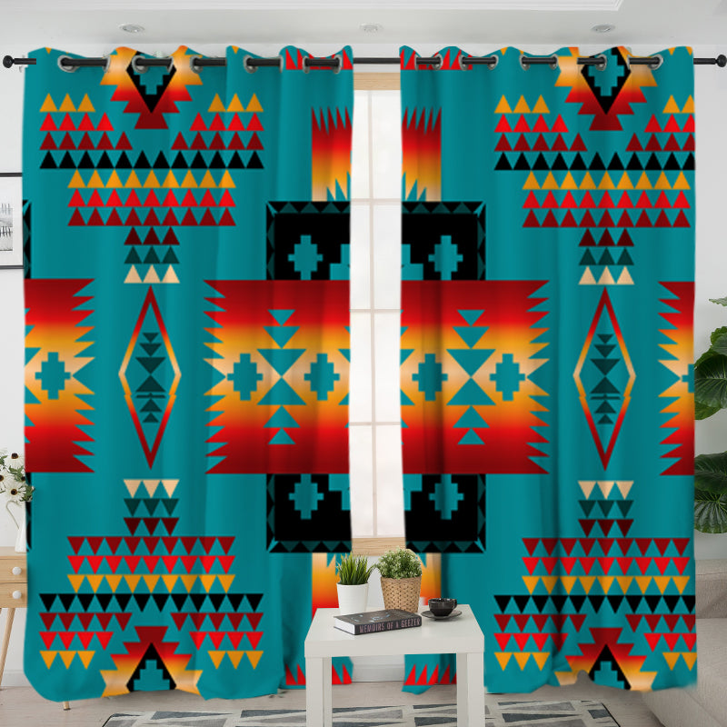 Blue Pattern Native Living Room Curtain NT-Curtain-0