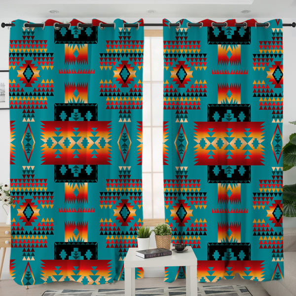 Blue Pattern Native Living Room Curtain NT-Curtain-0
