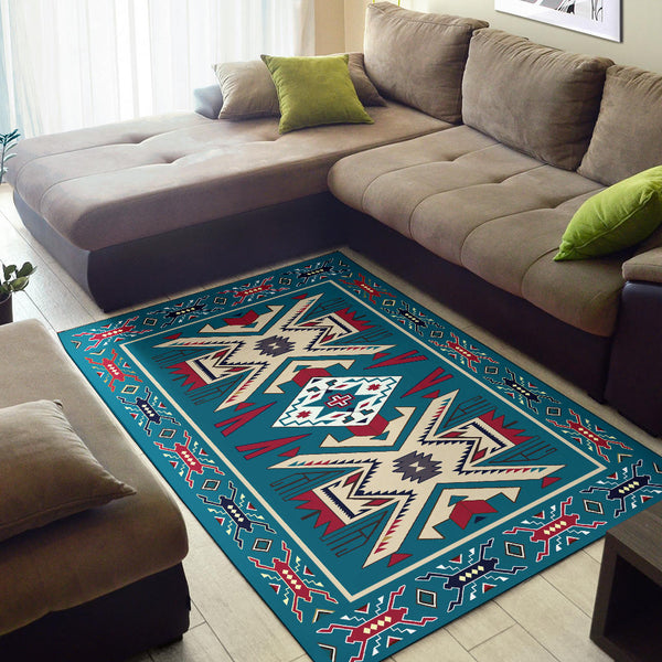Blue Pink Pattern Native American Area Rug