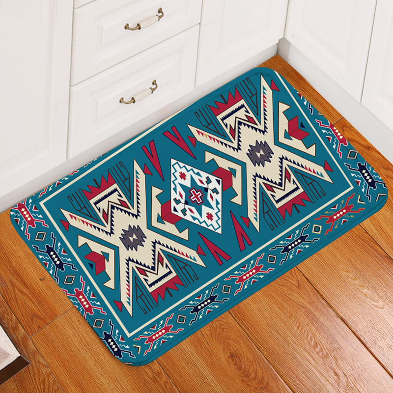 Blue Pink Pattern Native American Doormat