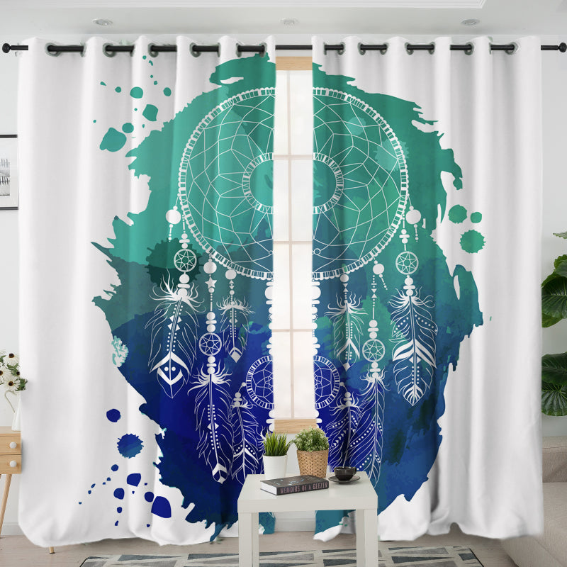 Blue &amp Green Dream Catcher Living Room Curtain