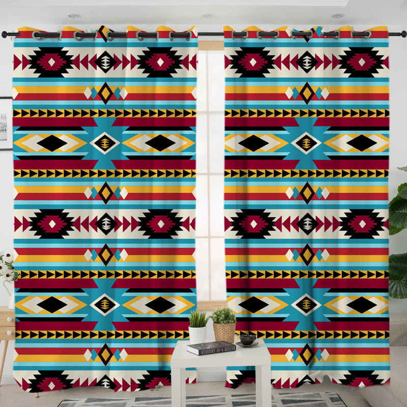 Blue &amp Red Pattern Native Living Room Curtain