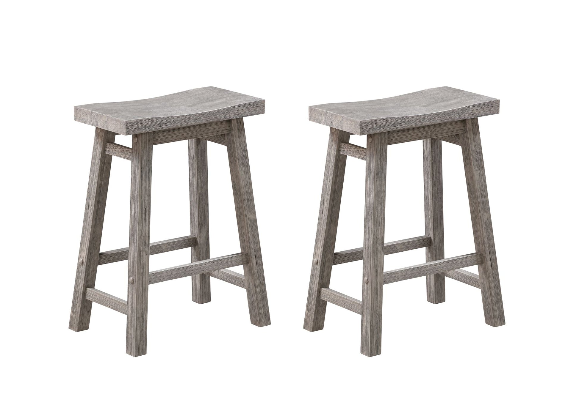 Boraam Sonoma 29" Backless Saddle Wood Bar Stools - Storm Gray Wire-Brush - Set of 2