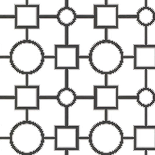 Brewster Geometric Black Prevost Wallpaper, 20.5-in by 33-ft, 56.4 sq. ft