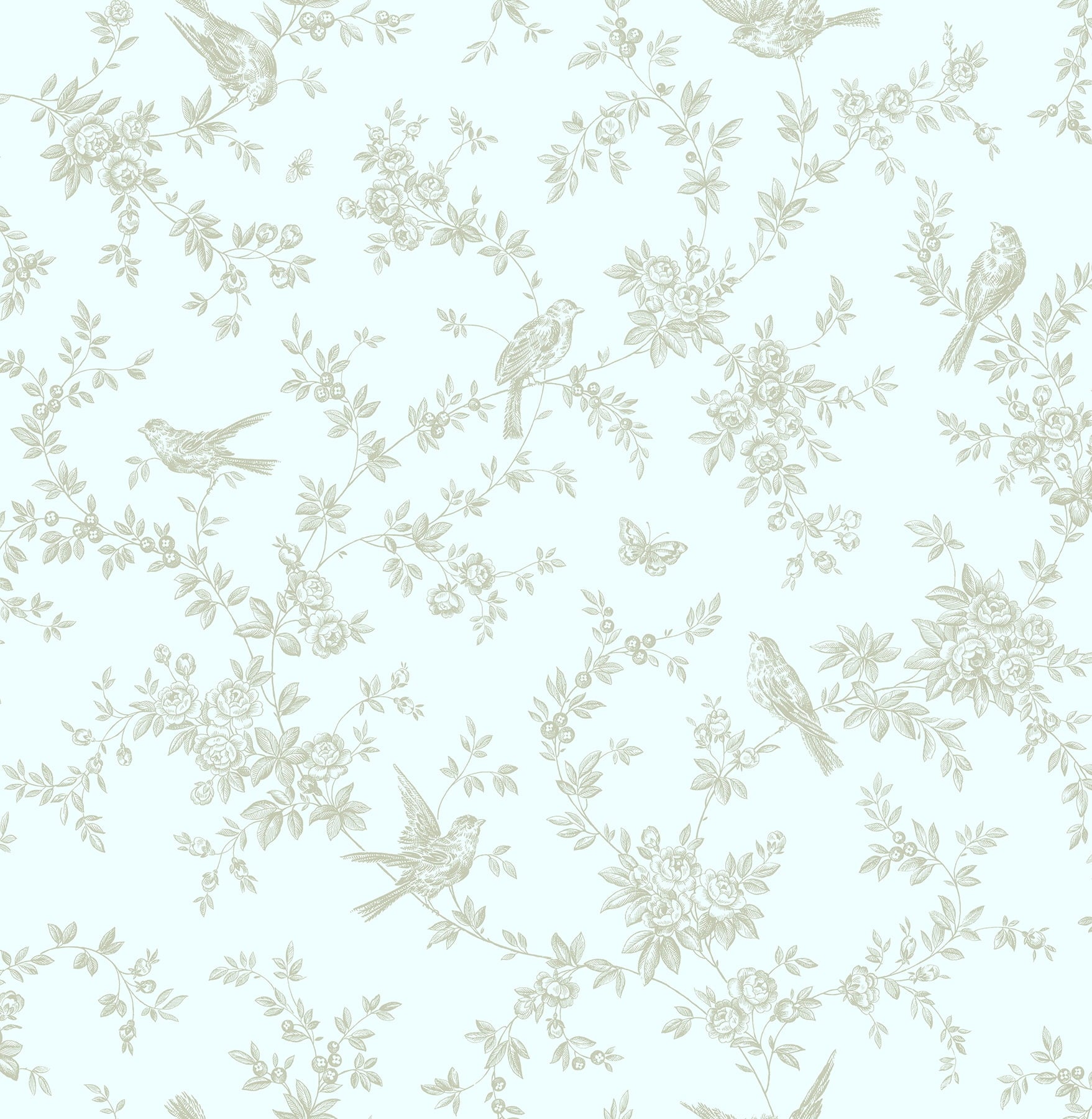 Brewster Mafra Green Floral Trails Wallpaper, 20.5-in by 33-ft, 56.4 sq. ft
