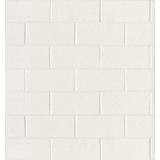 Brewster Paintable White Tile Prepasted Expanded Vinyl Wallpaper, 20.5-in by 33-ft, 56.4 sq. ft.
