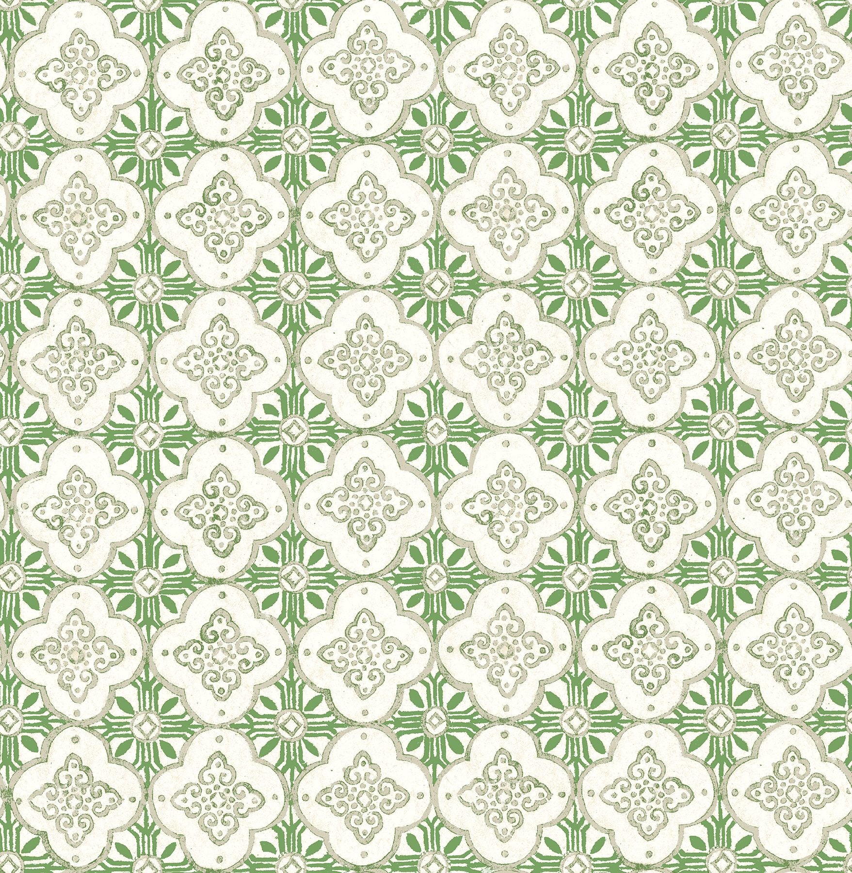 Brewster Seville Green Geometric Tile Wallpaper
