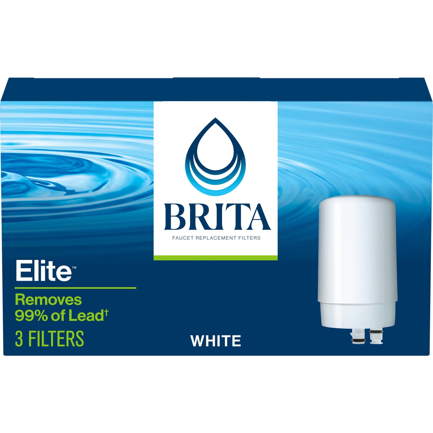 Brita Elite White Replacement Water Filter, Compatible with Brita Faucet Water Filter Systems (3 Pack), Reduces Lead