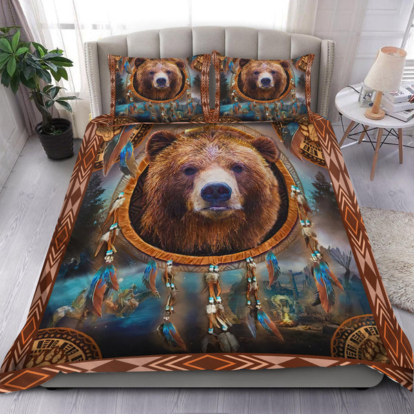 Brown Bear Dreamcatcher Native American Bedding Set