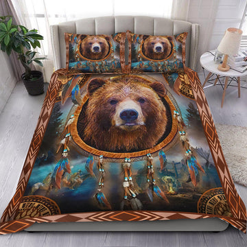 Brown Bear Dreamcatcher Native American Bedding Set