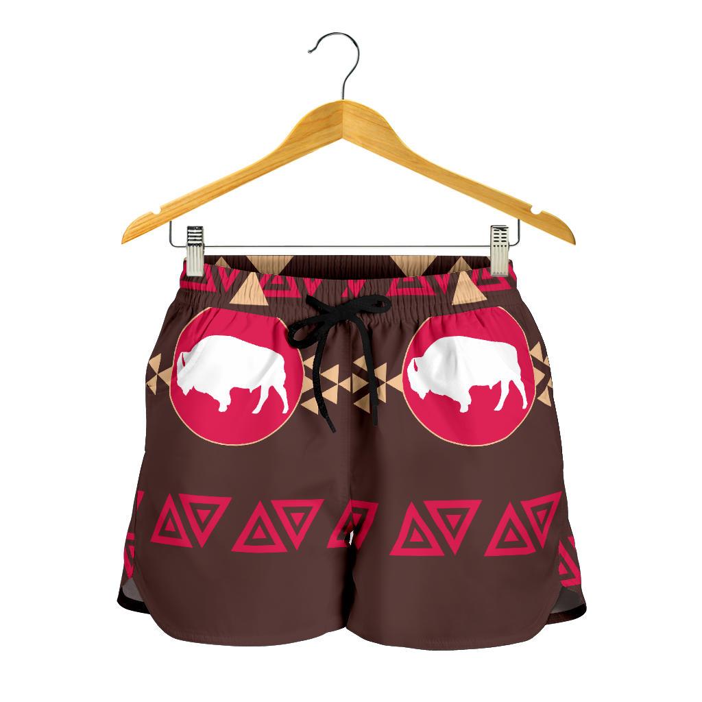 Brown Bison All Over Print Women's Shorts