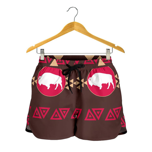 Brown Bison All Over Print Women's Shorts
